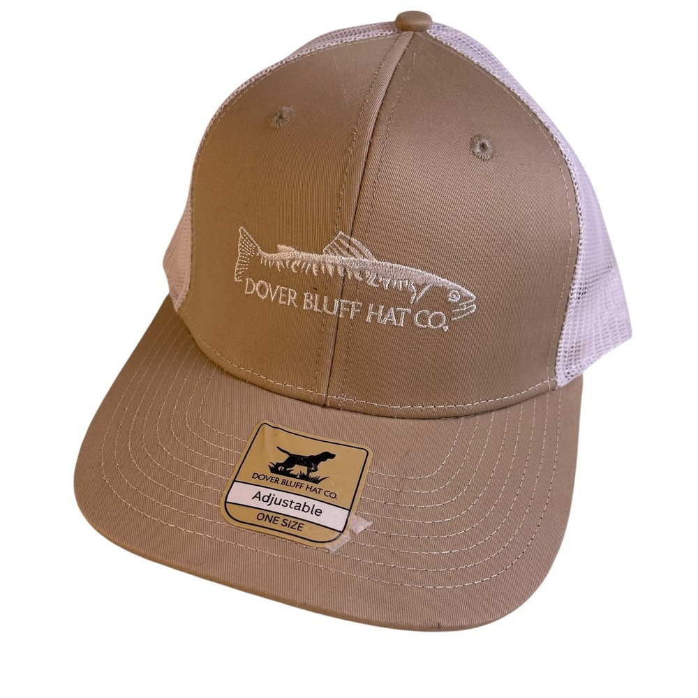 Dover Bluff Hat Co Rising Fish Trucker Hat Mesh Snapback Cap w/ imperfection